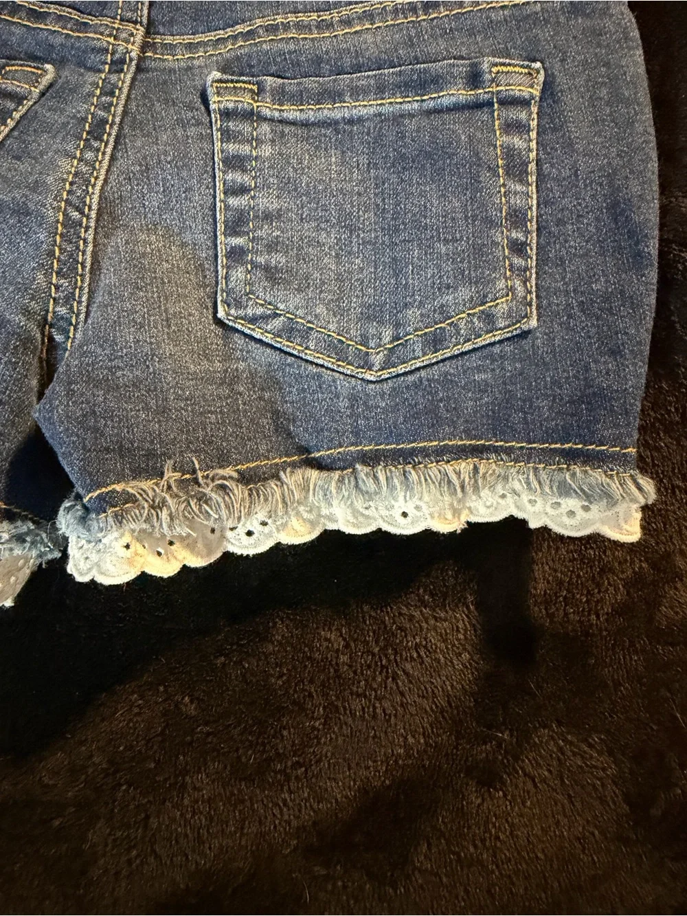 Cat & Jack Girls' Medium Blue Denim Shorts with White Lace Hem